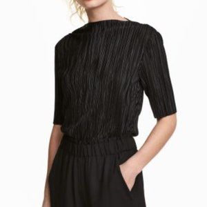 Black pleated satin shirt - issey miyake inspired